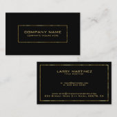 Minimalistischer Schwarz- und Shiny-Gold-Grenzrahm Visitenkarte (Vorne/Hinten)
