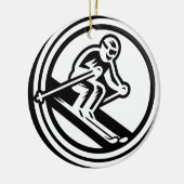 Minimalistischer Schwarz-Weiß-Abfahrtsski in Aktio Keramik Ornament (Links)