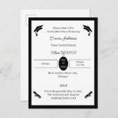 Minimalistischer Schwarz-Weiß-Abschluss Ankündigungspostkarte (Vorne/Hinten)