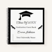 Minimalistischer Schwarz-Weiß-Abschluss anpassbar Notizblock (Vorderseite)