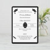 Minimalistischer Schwarz-Weiß-Abschluss Einladung (Stehend Vorderseite)