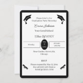 Minimalistischer Schwarz-Weiß-Abschluss Einladung (Vorderseite)