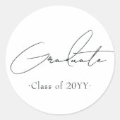 Minimalistischer Schwarz-Weiß-Abschluss Runder Aufkleber (Vorderseite)