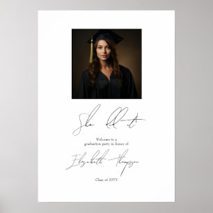 Minimalistischer Schwarz-Weiß-Abschlussbegrüßung Poster