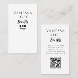 Minimalistischer Schwarz-Weiß-Brauen-Künstler-QR-C Visitenkarte