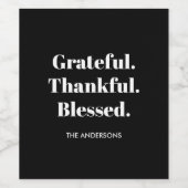 Minimalistischer Schwarz-Weiß-Erntedank Weinetikett (Einzelnes Label)