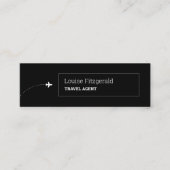 Minimalistischer Schwarz-Weiß-Flugzeug-Agent Mini Visitenkarte (Vorderseite)