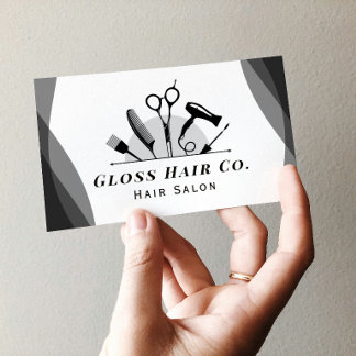 Minimalistischer Schwarz-Weiß-Friseursalon Geschäf Visitenkarte