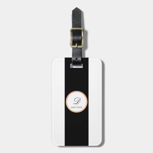 Minimalistischer Schwarz, Weiß, Gold, Schlichter G Gepäckanhänger (Vorderseite vertikal)