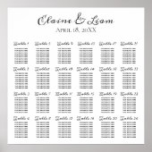 Minimalistischer Schwarz-Weiß-Hochzeitsplan Poster (Vorne)