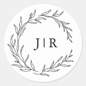 Minimalistischer Schwarz-Weiß-Hochzeitsskalender U Runder Aufkleber (Vorderseite)