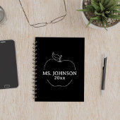 Minimalistischer Schwarz-Weiß-Lehrerapfel Planer