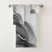 Minimalistischer Schwarz-Weiß-Marmor Badhandtuch Set (Insitu)