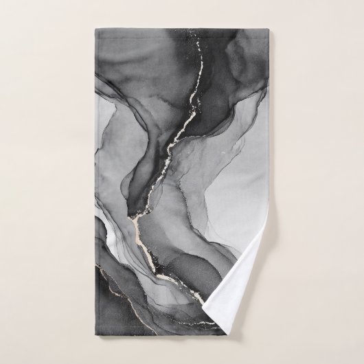 Minimalistischer Schwarz-Weiß-Marmor Badhandtuch Set (Handtuch)