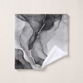 Minimalistischer Schwarz-Weiß-Marmor Badhandtuch Set (Waschlappen)