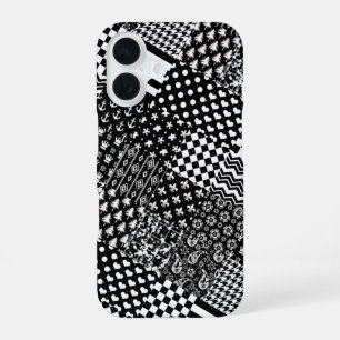 Minimalistischer Schwarz-Weiß-Mischmuster-Stil  iPhone 16 Hülle