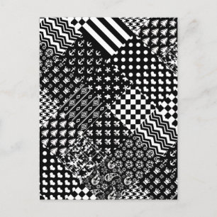 Minimalistischer Schwarz-Weiß-Mischmuster-Stil Postkarte