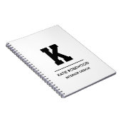 Minimalistischer Schwarz-Weiß-Monogramm-Case-Ma Notizblock (Rechte Seite)
