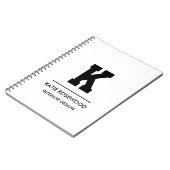 Minimalistischer Schwarz-Weiß-Monogramm-Case-Ma Notizblock (Linke Seite)