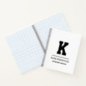 Minimalistischer Schwarz-Weiß-Monogramm-Case-Ma Notizblock (Innenseite)