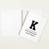 Minimalistischer Schwarz-Weiß-Monogramm-Einband Planer (Anzeige)