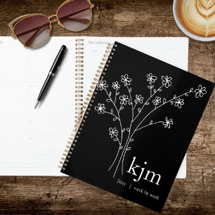 Minimalistischer Schwarz-Weiß-Monogramm-Rezept Planer