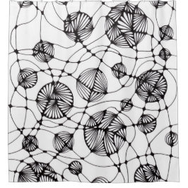 Minimalistischer Schwarz-Weiß-Neurographica-Duschv Duschvorhang