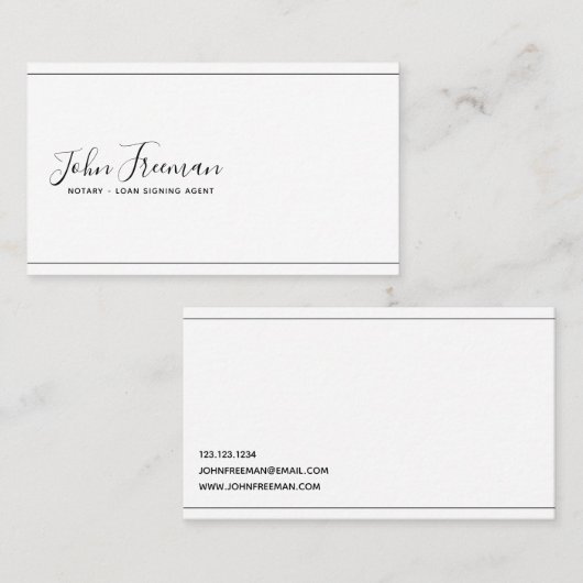 Minimalistischer Schwarz-Weiß-Notar Visitenkarte (Vorne/Hinten)