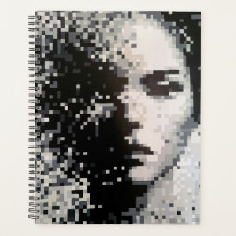 Minimalistischer Schwarz-Weiß-Pixel-Porträt-Planer Planer