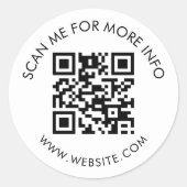 Minimalistischer Schwarz-Weiß-QR-Code Runder Aufkleber (Vorderseite)