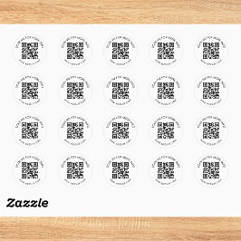 Minimalistischer Schwarz-Weiß-QR-Code Runder Aufkleber