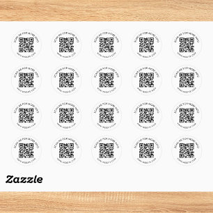 Minimalistischer Schwarz-Weiß-QR-Code Runder Aufkleber