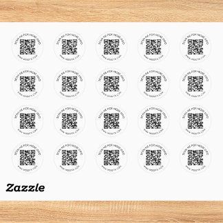 Minimalistischer Schwarz-Weiß-QR-Code Runder Aufkleber