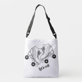 Minimalistischer Schwarz-weiß Roller Skaten-Skate Tragetaschen Mit Langen Trägern (Rückseite)