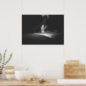 Minimalistischer Schwarz-Weiß-Wasserfall Poster (Küche)