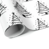 Minimalistischer Schwarz-Weiß-Weihnachtsbaum Geschenkpapier (Rolleneckpunkt)