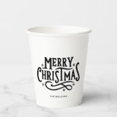 Minimalistischer Schwarz-Weiß-Weihnachtskalender Pappbecher (Rückseite)