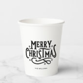 Minimalistischer Schwarz-Weiß-Weihnachtskalender Pappbecher (Vorderseite)