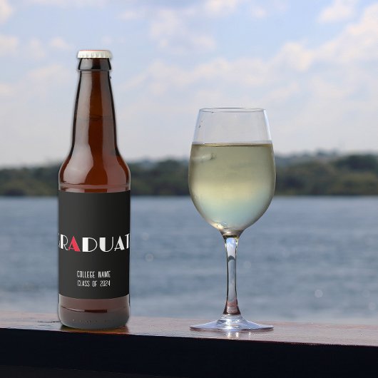 Minimalistischer Schwarz-weißer Abschluss Bierflaschenetikett