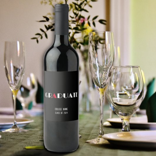 Minimalistischer Schwarz-weißer Abschluss Weinetikett