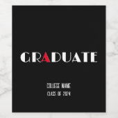 Minimalistischer Schwarz-weißer Abschluss Weinetikett (Einzelnes Label)