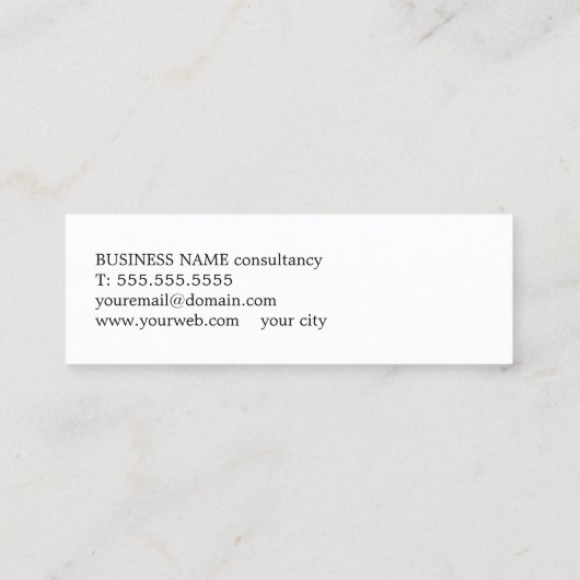 Minimalistischer Schwarz-weißer Berater Mini Visitenkarte (Rückseite)