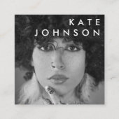 Minimalistischer Schwarz-weißer Beruflicher Foto Q Quadratische Visitenkarte (Vorderseite)