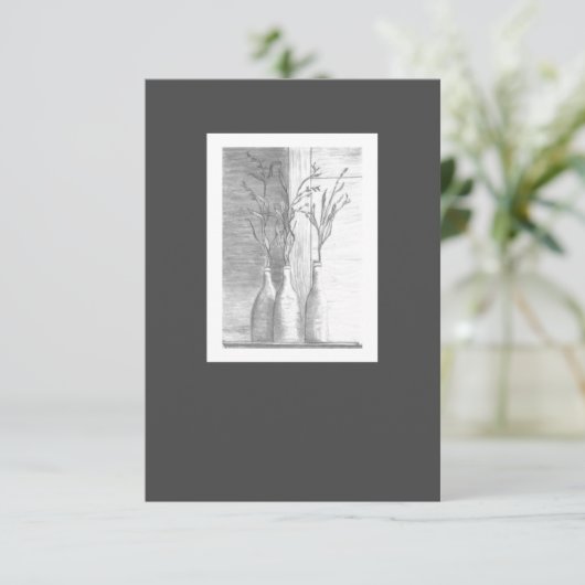 Minimalistischer Schwarz-weißer Bleistift Zeichnen Dankeskarte (Stehend Vorderseite)