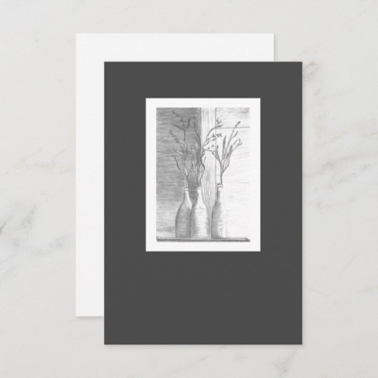 Minimalistischer Schwarz-weißer Bleistift Zeichnen Dankeskarte (Vorne/Hinten)