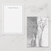 Minimalistischer Schwarz-weißer Bleistift Zeichnen Mitteilungskarte (Vorne/Hinten)