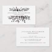 Minimalistischer Schwarz-weißer botanischer Berufl Visitenkarte (Vorne/Hinten)