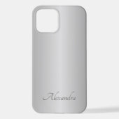 Minimalistischer Schwarz-weißer Brushmetallname iPhone Hülle (Rückseite)