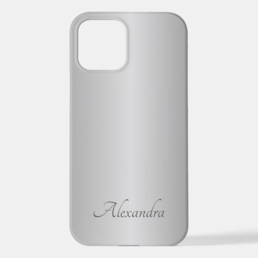 Minimalistischer Schwarz-weißer Brushmetallname iPhone Hülle (Rückseite)