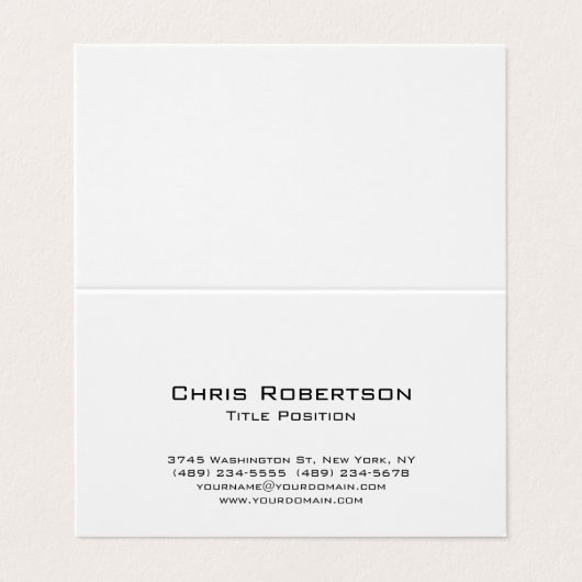 Minimalistischer Schwarz-weißer Charme Moderner Ch Visitenkarten (Außenseite Aufgefaltet)